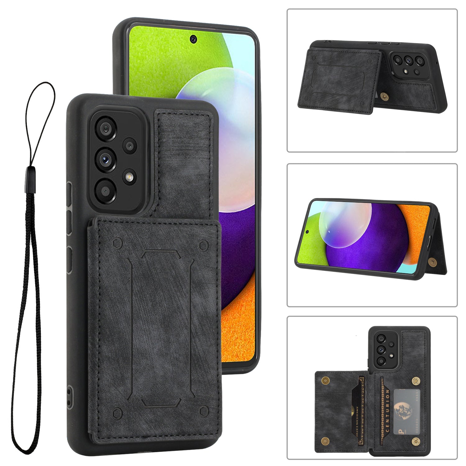 For Samsung Galaxy A52 4G 5G A52s 5G Dual Card Holder Magnetic Phone Case PU Leather Coated TPU Kickstand Protective Cover with Strap For Samsung Galaxy A52 4G 5G A52s 5G Dual Card Holder Magnetic Phone Case PU Leather Coated TPU Kickstand Protective Cover with Strap